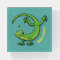 Cute happy green gecko greetings with bug cartoon