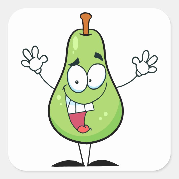 cute happy green pear cartoon character stickers