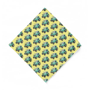 Cute happy green tractor cartoon bandana