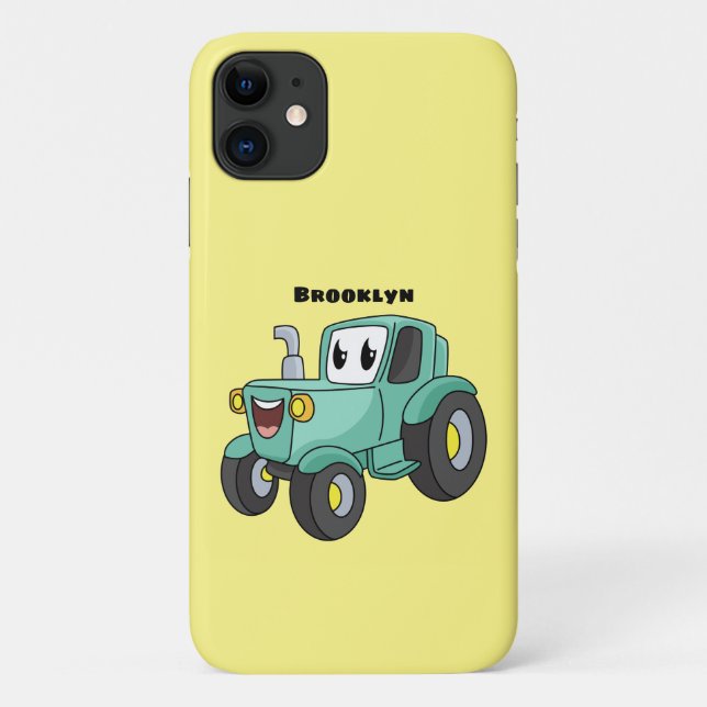 Cute happy green tractor cartoon Case-Mate iPhone case (Back)