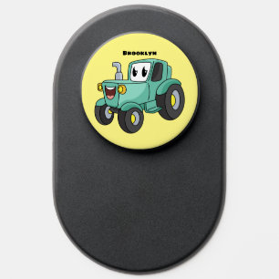 Cute happy green tractor cartoon PopSocket