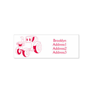 Cute happy green tractor cartoon self-inking stamp