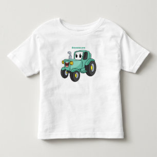 Cute happy green tractor cartoon toddler t-shirt