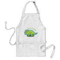 Cute happy green triceratops dinosaur cartoon