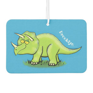 Cute happy green triceratops dinosaur cartoon air freshener