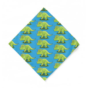 Cute happy green triceratops dinosaur cartoon bandana