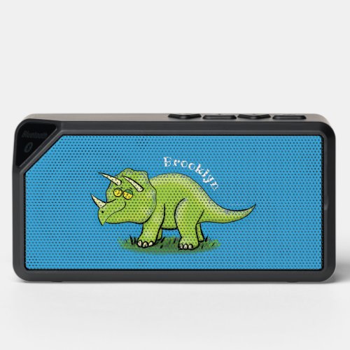 Cute happy green triceratops dinosaur cartoon bluetooth speaker