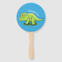 Cute happy green triceratops dinosaur cartoon