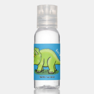 Cute happy green triceratops dinosaur cartoon hand sanitizer