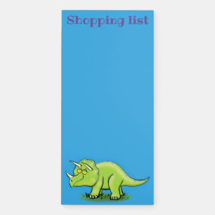 Cute happy green triceratops dinosaur cartoon magnetic notepad