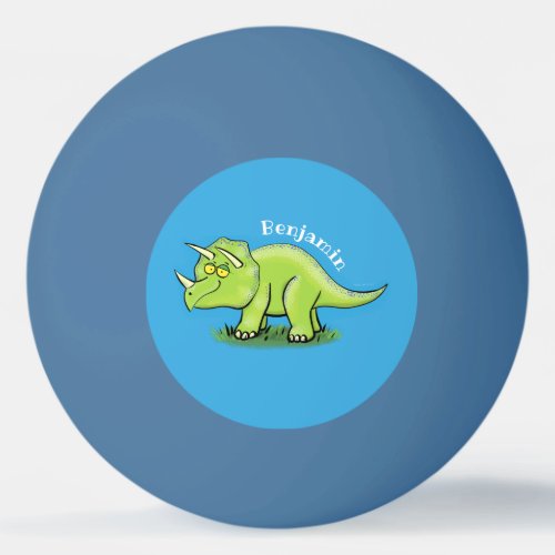 Cute happy green triceratops dinosaur cartoon ping pong ball