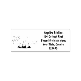 Cute happy green triceratops dinosaur cartoon rubber stamp