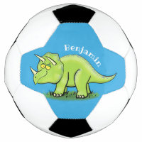 Cute happy green triceratops dinosaur cartoon