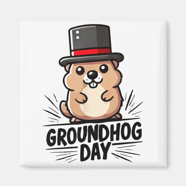 Cute Happy Groundhog Day February 2nd Phils Holida Magnet (Front)