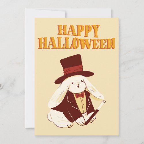 Cute Happy Halloween Bunny Magician Holiday Card