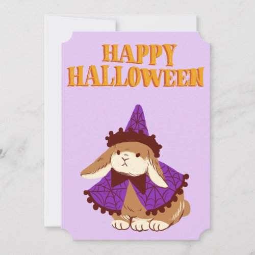 Cute Happy Halloween Bunny Witch Holiday Card