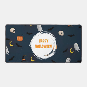 Cute Happy Halloween Dark Blue Desk Mat