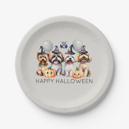 Cute Happy Halloween Dogs Paper Plates