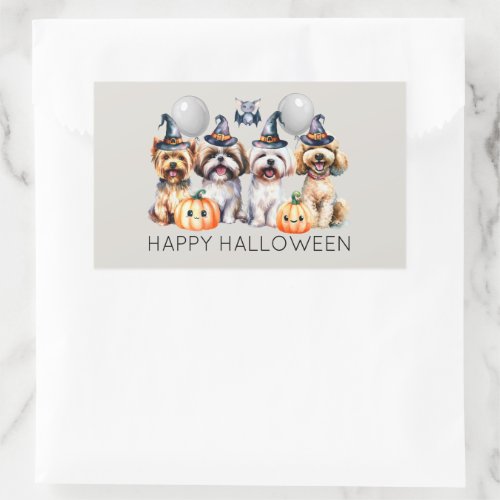 Cute Happy Halloween Dogs Rectangular Sticker
