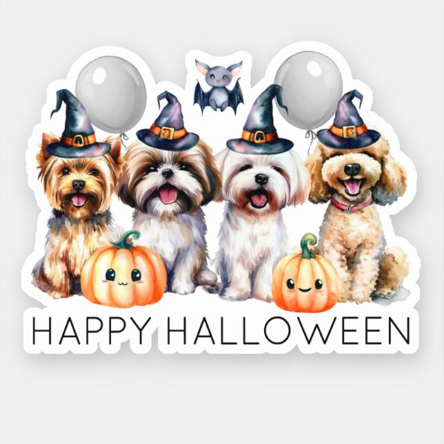 Cute Happy Halloween Dogs Sticker (Front)