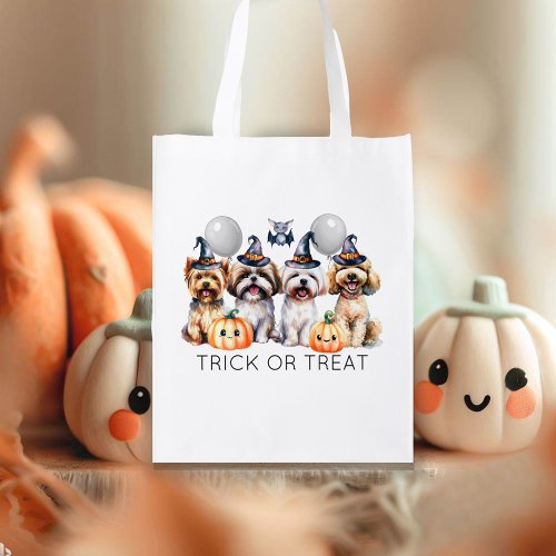 Cute Happy Halloween Dogs Trick or Treat Grocery Bag