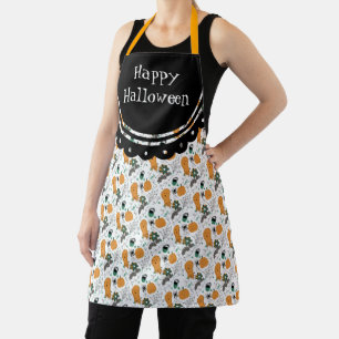 Cute Happy Halloween Doodles Illustration Apron