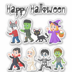 Cute Happy Halloween Fun Icons Trick or Treat Sticker