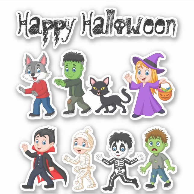 Cute Happy Halloween Fun Icons Trick or Treat Sticker (Front)