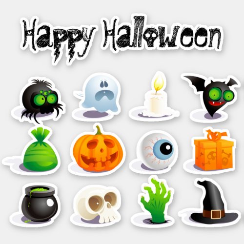 Cute Happy Halloween Fun Icons Trick or Treat Sticker