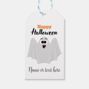 Cute Happy Halloween Ghost Kawaii Name or Text  Gift Tags
