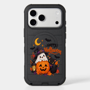 Cute Happy Halloween Ghost Pumpkin Black Cat iPhone 17 Pro Max Case