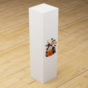 Cute Happy Halloween Ghost Pumpkin Black Cat Wine Box