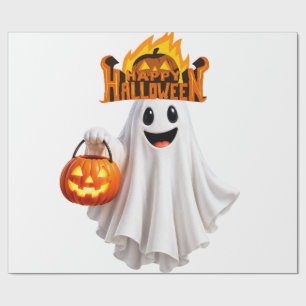 Cute Happy Halloween Ghost Wrapping Paper - Spooky