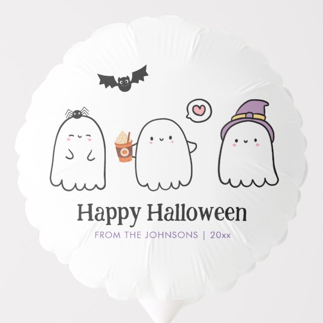 Cute Happy Halloween Ghosts Custom  Balloon (Front)