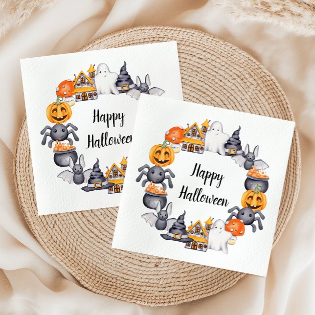 Cute Happy Halloween Illustration Party Napkins (Cute Happy Halloween Illustration Party Napkins)
