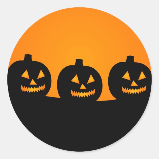 Cute Happy Halloween Jack O Lantern Classic Round Sticker (Front)