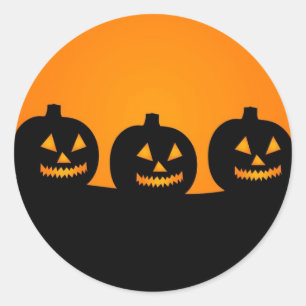 Cute Happy Halloween Jack O Lantern Classic Round Sticker