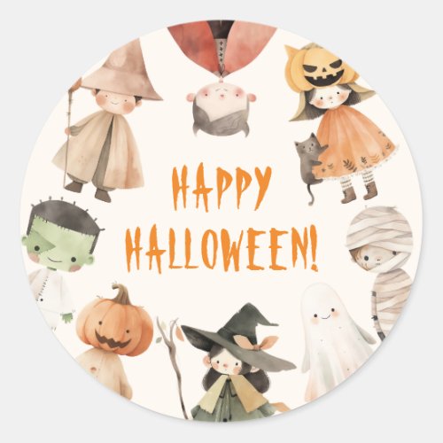 Cute Happy Halloween Kids Costume Party Classic Round Sticker