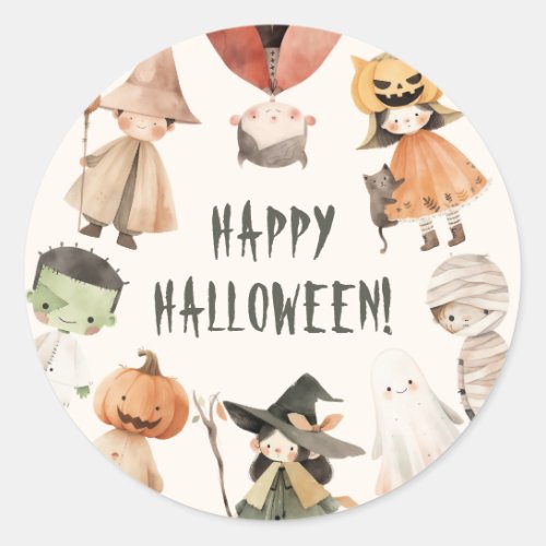 Cute Happy Halloween Kids Costume Party Classic Round Sticker