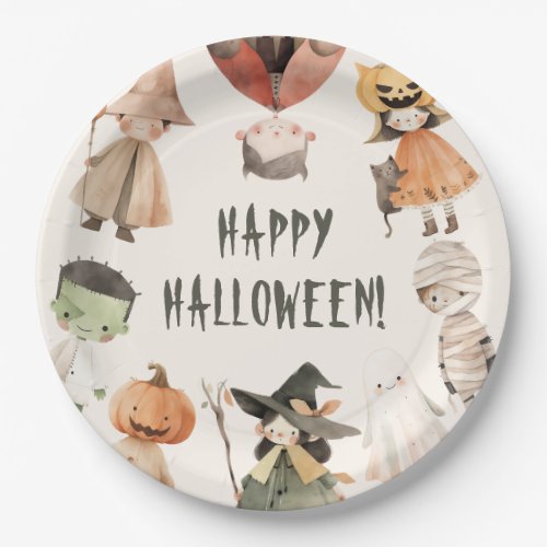 Cute Happy Halloween Kids Costume Party  Paper Plates