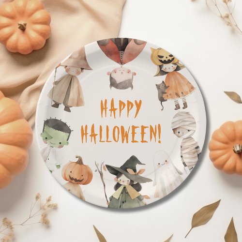 Cute Happy Halloween Kids Costume Party  Paper Plates