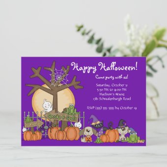 Cute Happy Halloween Party Invitation for Kids | Zazzle