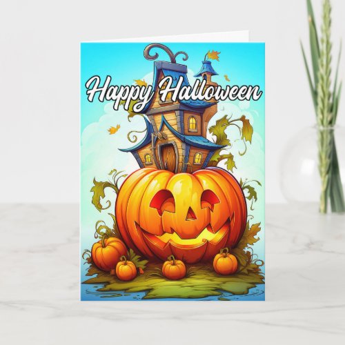 Cute Happy Halloween Pumpkin Card