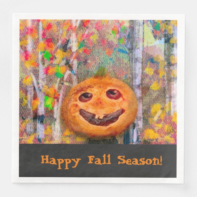 Cute Happy Halloween Pumpkin Face  Paper Dinner Napkins (Front)