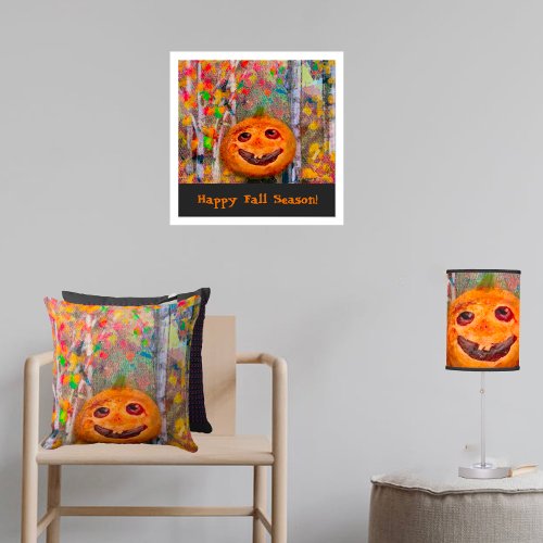 Cute Happy Halloween Pumpkin Face Poster