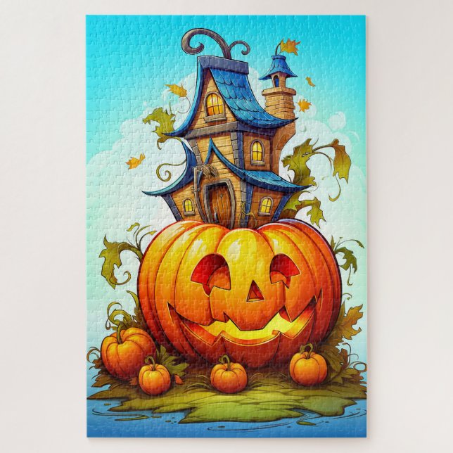Cute Happy Halloween Pumpkin Jigsaw Puzzle (Vertical)