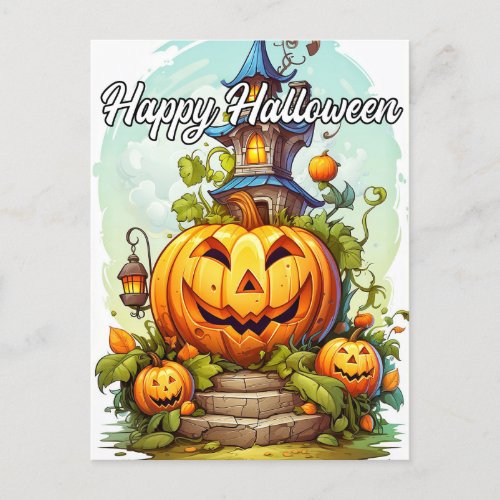 Cute Happy Halloween Pumpkin Postcard