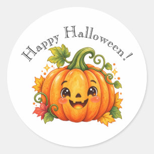Cute Happy Halloween Pumpkin Sticker Whimsical