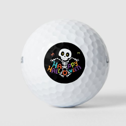 Cute Happy Halloween Skeleton Golf Balls