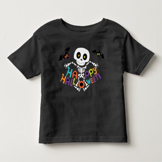 Cute Happy Halloween Skeleton Toddler T-shirt